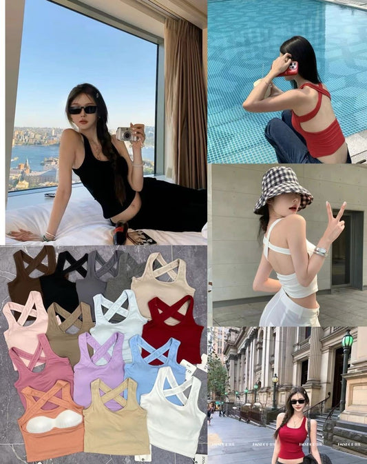 Crop Top (Cross Back Design) - Padded