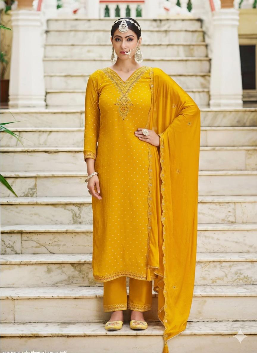 Suit - Pure Chinon Jacquard 3 Piece Set