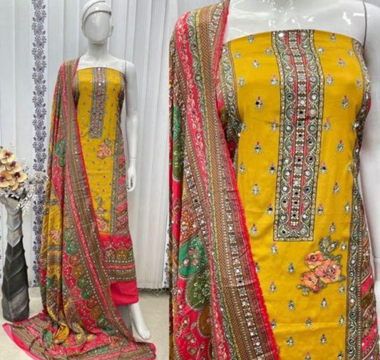 Kurti - 3 Piece Set Stitched with Multicolor Dupatta