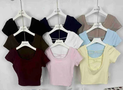 Crop Top Elastic Threadx2 back Design - Padded