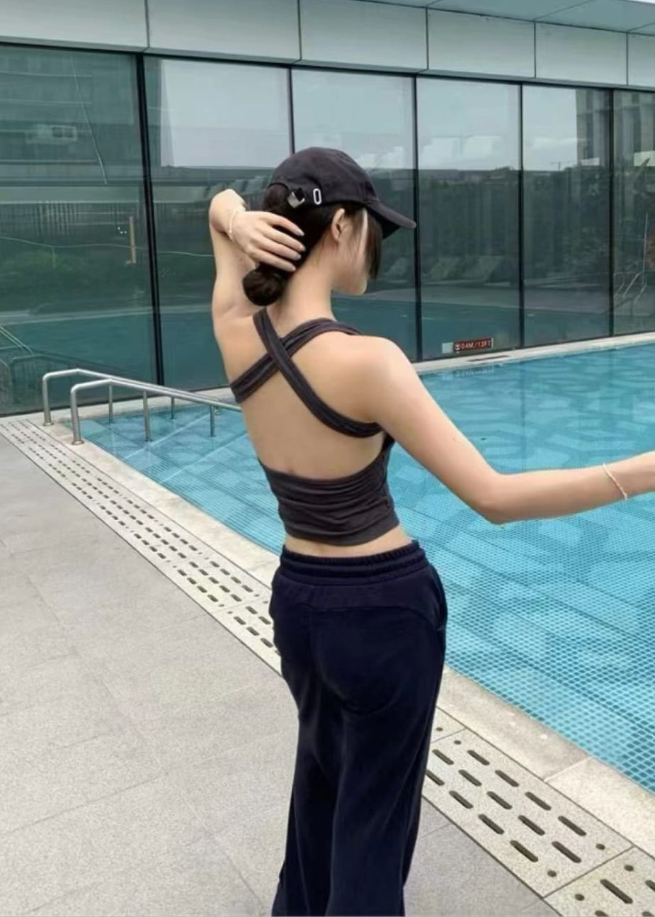 Crop Top (Cross Back Design) - Padded
