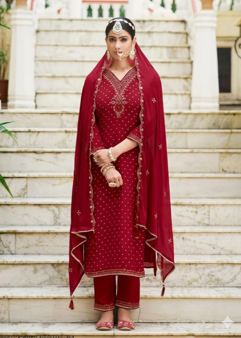 Suit - Pure Chinon Jacquard 3 Piece Set