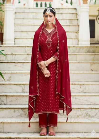 Suit - Pure Chinon Jacquard 3 Piece Set