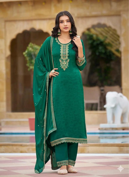 Suit - Pure Chinon Fancy Work 3 Piece Set