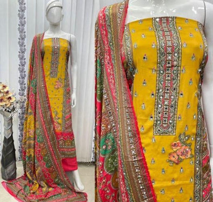 Kurti - 3 Piece Set Stitched with Multicolor Dupatta