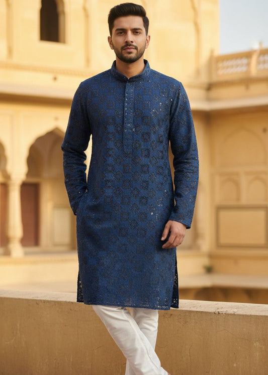 Mens Kurta - Block Chicken Design