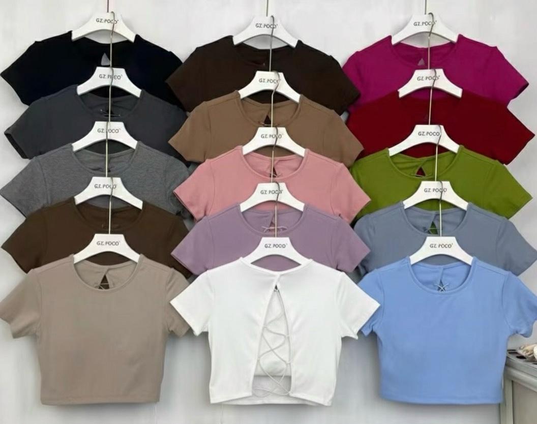 Crop Top Elastic Thread back Design - Padded